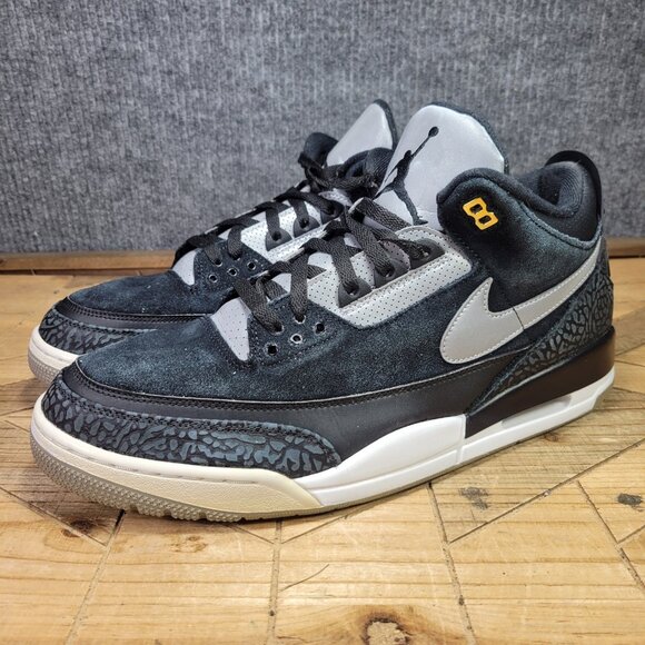 Nike Air Jordan 3 Mens 15 Retro Tinker Hatfield SP Black Cement Metallic Gold - Picture 2 of 12